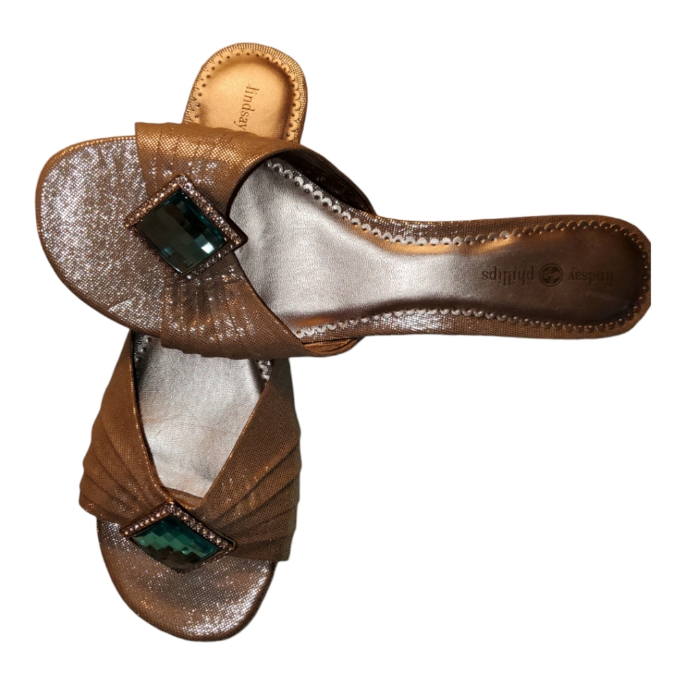 Lindsay Phillips low heeled slip on dress sandals EUC